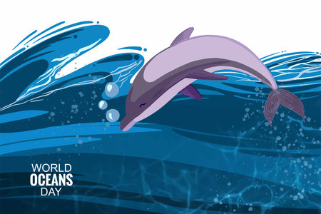 Happy world oceans day card backgroundのイラスト素材