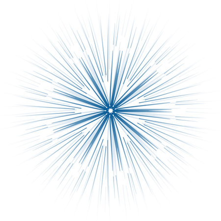 Modern sunbeams blue lines on white backgroundのイラスト素材