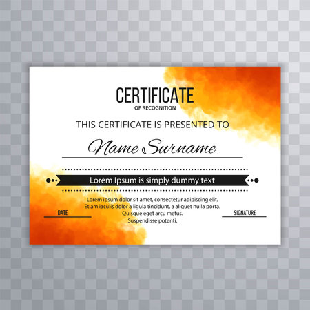 Modern elegant certificate template with colorful splash designのイラスト素材