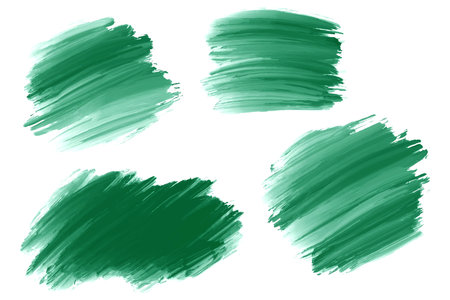 Modern green watercolor brush stroke set designのイラスト素材