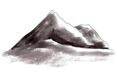 Hand draw landscape with mountain designのイラスト素材