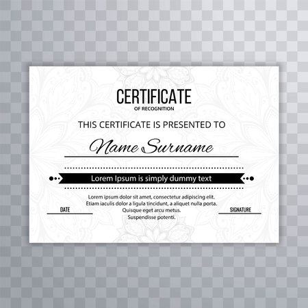 Elegant certificate template with ornamental designのイラスト素材