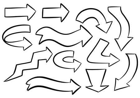 Hand draw different arrows sketch set designのイラスト素材