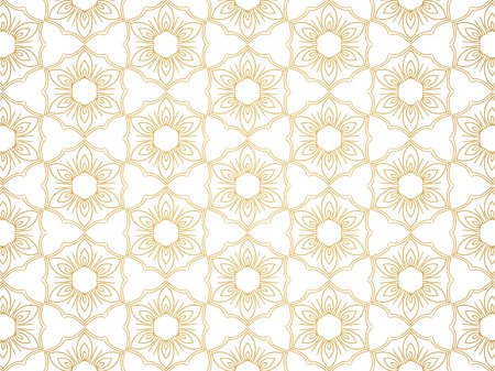 Modern shiny golden luxury floral pattern on white backgroundのイラスト素材