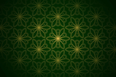 Modern shiny golden luxury floral pattern green backgroundのイラスト素材