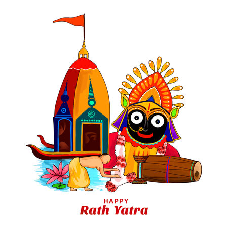 Ratha yatra lord jagannath celebration card backgroundのイラスト素材