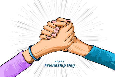 Happy friendship day hand draw watercolor hand holding backgrounのイラスト素材