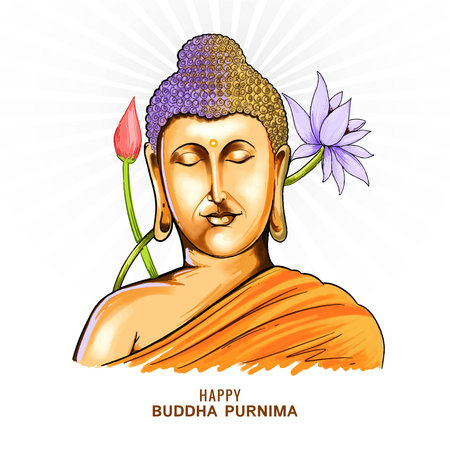 Happy buddha purnima or vesak day card backgroundのイラスト素材