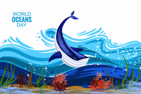 Beautiful sea waves world oceans day backgroundのイラスト素材