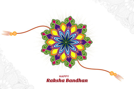 Happy raksha bandhan decorative colorful rakhi festival card backgroundのイラスト素材