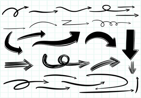 Hand draw directional arrows set sketch designのイラスト素材