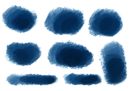 Ink paint blue brush stroke splatter set designのイラスト素材