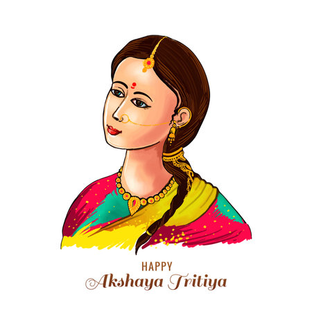 Akshaya tritiya celebration with a beautiful women designのイラスト素材