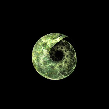 Green organic shell like fractal on a black background. の写真素材