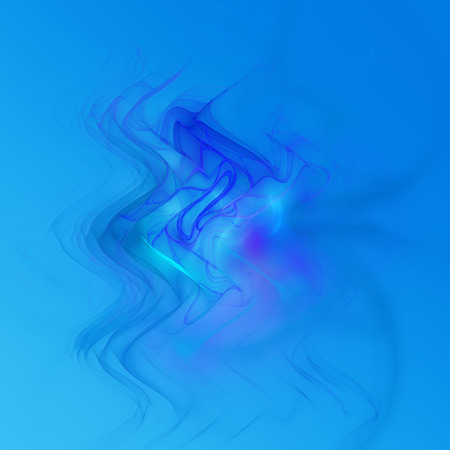 Blue squiggly fractal on a blue and white gradient background perfect for desktopの写真素材