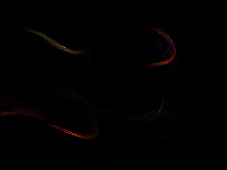 Green and red fractal swirl on a black background. Perfect for design work, backgrounds or desktop wallpapers.の写真素材