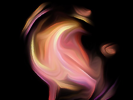Pink and orange fractal swirl on a black background. Perfect for design work, backgrounds or desktop wallpapers.の写真素材