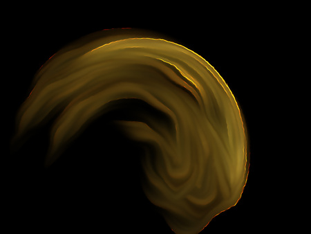 Dirty yellow fractal swirl smear on a black background. Perfect for design work, backgrounds or desktop wallpapers.の写真素材
