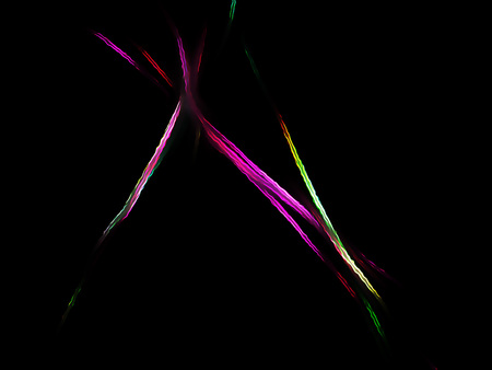 Sharp purple and green fractal on a black background. Perfect for design work, backgrounds or desktop wallpapers.の写真素材