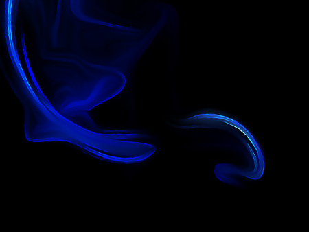Blue swirl on a black background. Perfect for design work, backgrounds or desktop wallpapers.の写真素材