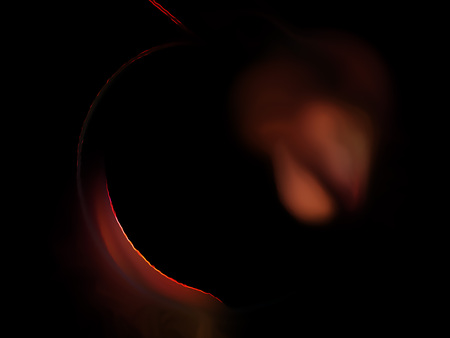 Orange fractal swirls on a black background. Perfect for design work, backgrounds or desktop wallpapers.の写真素材