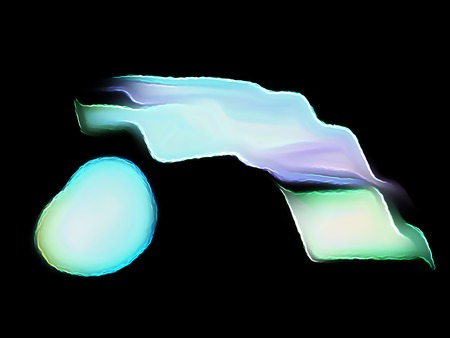 Light blue and hints of other colors, swirled fractal on a black background. Perfect for design work, backgrounds or desktop wallpapers.の写真素材