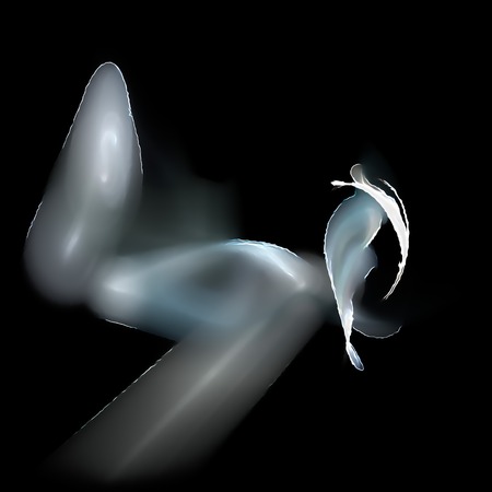 White fractal on a black background. Perfect for design work, backgrounds or desktop wallpapers.の写真素材