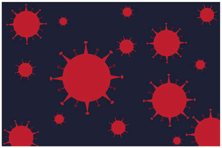 Corona virus infection vector, covid19, Red corona virus infection vector with navy background.