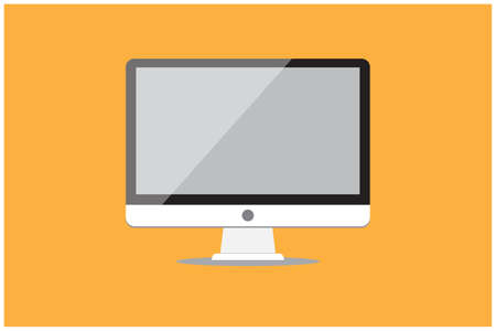 Computer monitor flat icon. PC symbol.