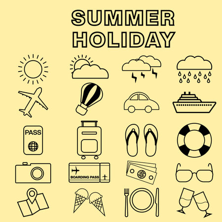 Summer holiday Travel icons setのイラスト素材