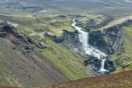 Ofaerufoss waterfall Eldgjaの写真素材