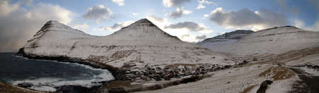 Panorama of Gjogv on Faroe Islansの写真素材