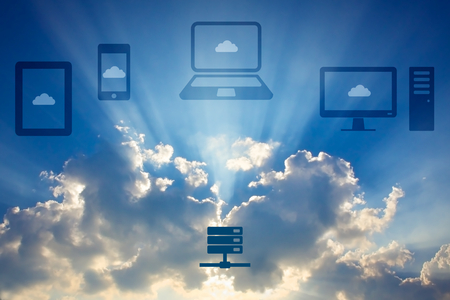 Cloud computing concept  Various devices connected to Cloud