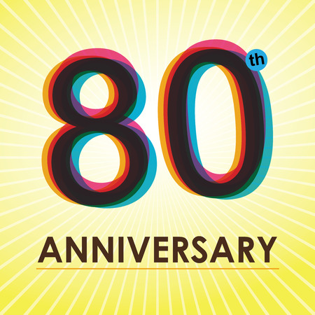 80th Anniversary poster   template design in retro styleのイラスト素材