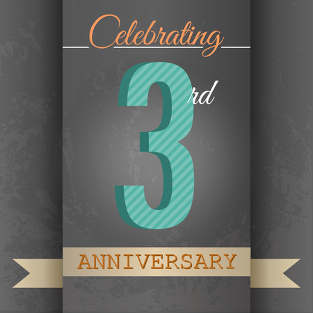 3rd Anniversary poster   template design in retro style - Vector Backgroundのイラスト素材