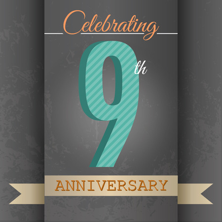 9th Anniversary poster   template design in retro style - Vector Backgroundのイラスト素材