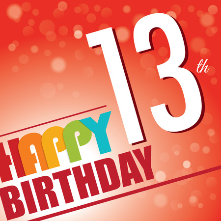 13th Birthday party invite template design in bright and colourful retro styleのイラスト素材