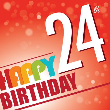 24th Birthday party invite template design in bright and colourful retro styleのイラスト素材