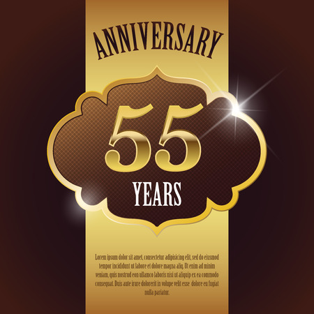  55 Year Anniversary  - Elegant Golden Design Template   Background   Sealのイラスト素材