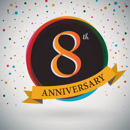 8th Anniversary poster   template design in retro style - Vector Backgroundのイラスト素材