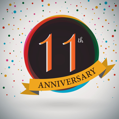 11th Anniversary poster   template design in retro style - Vector Backgroundのイラスト素材
