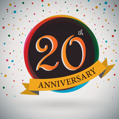 20th Anniversary poster   template design in retro style - Vector Backgroundのイラスト素材