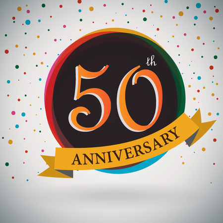 50th Anniversary poster   template design in retro style - Vector Backgroundのイラスト素材