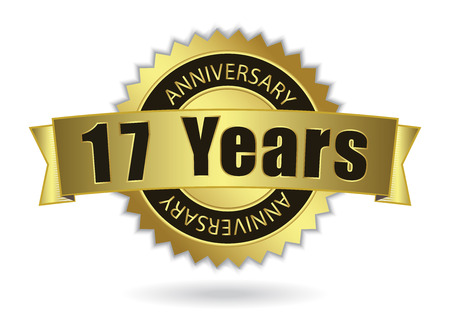 17 Years Anniversary - Retro Golden Ribbon, EPS 10 vector illustrationのイラスト素材