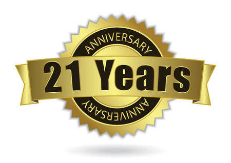 21 Years Anniversary - Retro Golden Ribbon, EPS 10 vector illustrationのイラスト素材