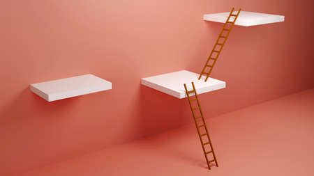 Ladder of Success, Winner, Opportunity, Inequality,  Concept for presentation, 3D illustration backgroundの写真素材