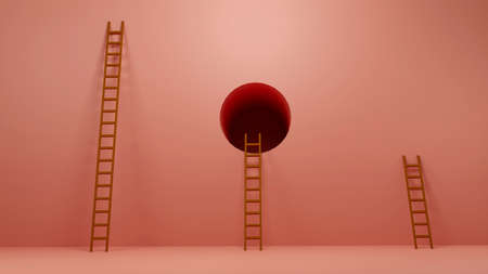 Ladder of Success, Winner, Opportunity, Inequality,  Concept for presentation, 3D illustration backgroundの写真素材