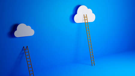 cloud computing concept, Ladder of Success Concept, Dream Big Concept, Presentation Concept, 3D illustration backgroundの写真素材