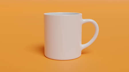 Cup of Coffee, Coffee Mug - Coffee Mug Printing Template. White mug on yellow backgroundの写真素材