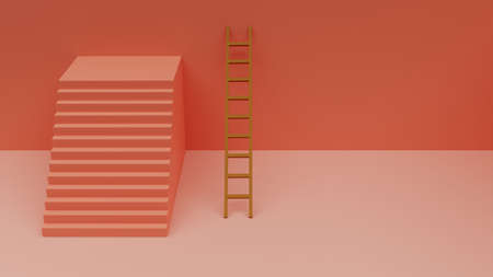 Ladder of Success, Winner, Opportunity, Inequality,  Concept for presentation, 3D illustration backgroundの写真素材